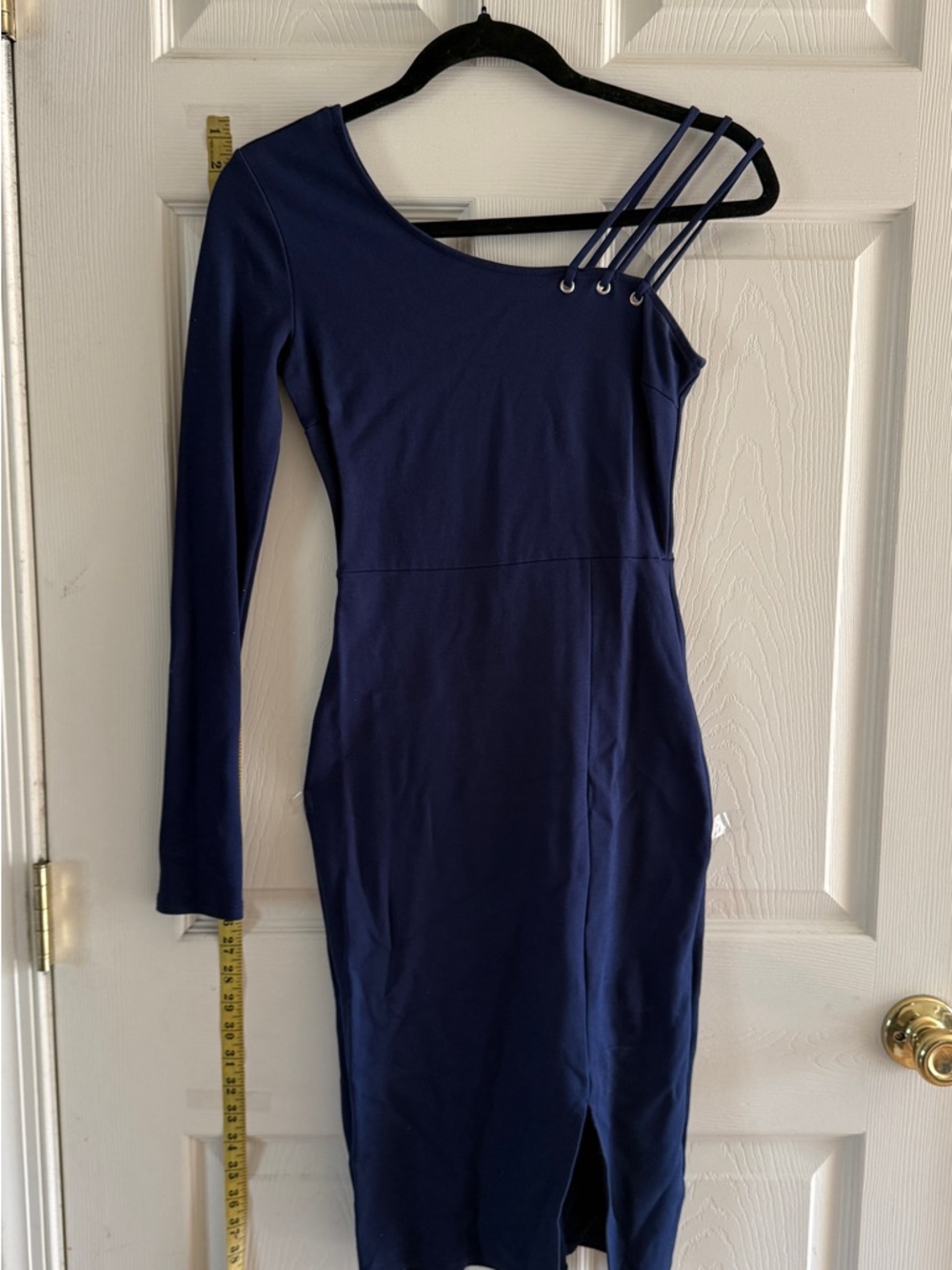 Charlotte Russe Navy One-Shoulder Bodycon Dress with Triple Straps